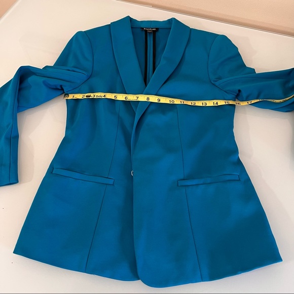 BEBE | Blue tuxedo style shoulder pad vintage spring summer designer blazer - Picture 8 of 16